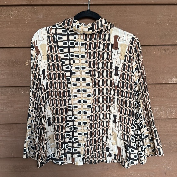 Sunny Taylor brown and black abstract print long sleeve shirt size large - Picture 4 of 4